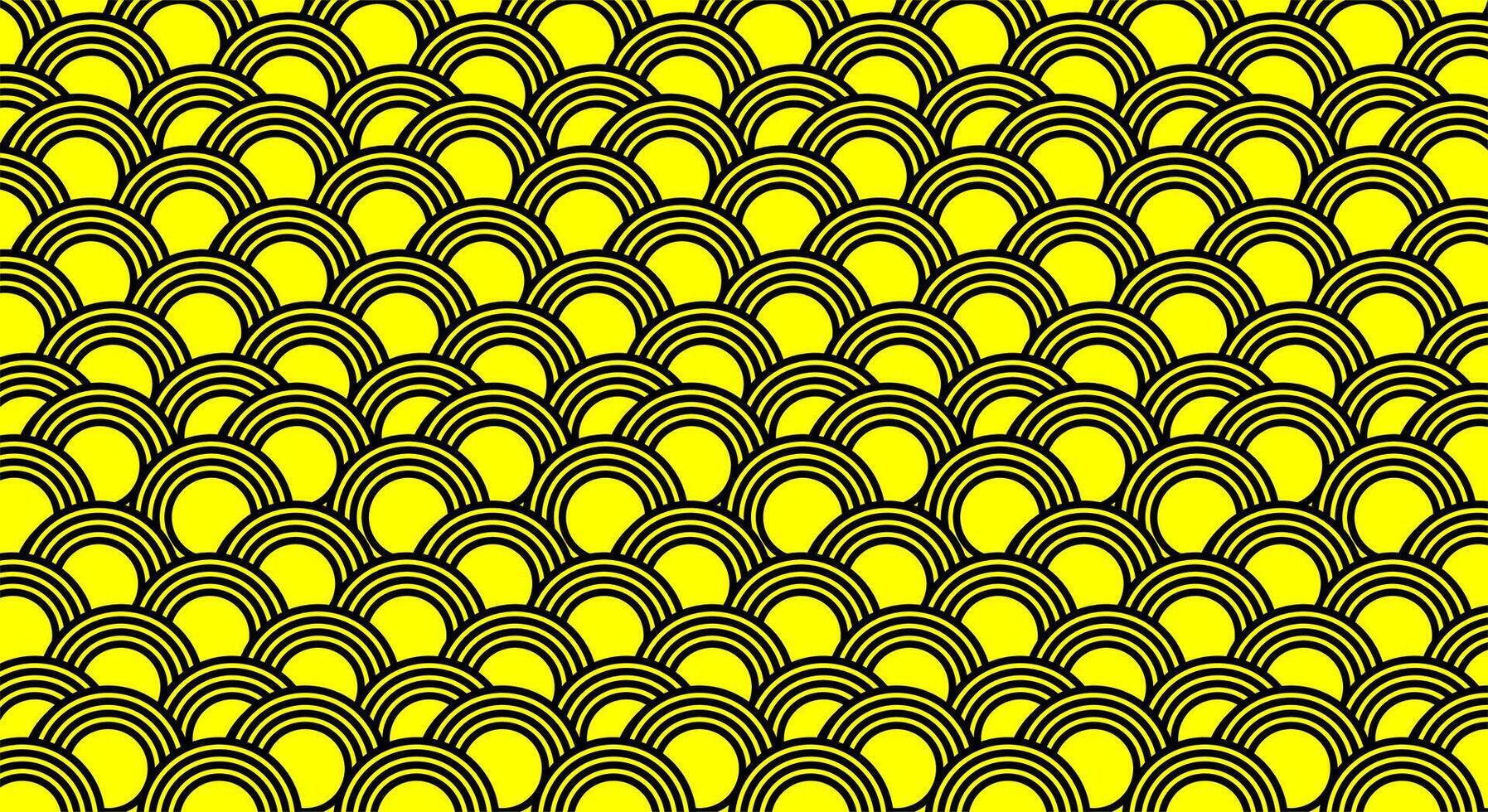 Vibrant Yellow Abstract Wave Pattern Background with Repeating Semicircular Scales Graphic Design vector