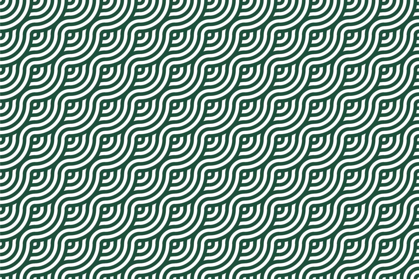 Elegant seamless pattern featuring repeating dark green geometric wave motifs on a crisp white background, ideal for various design applications vector