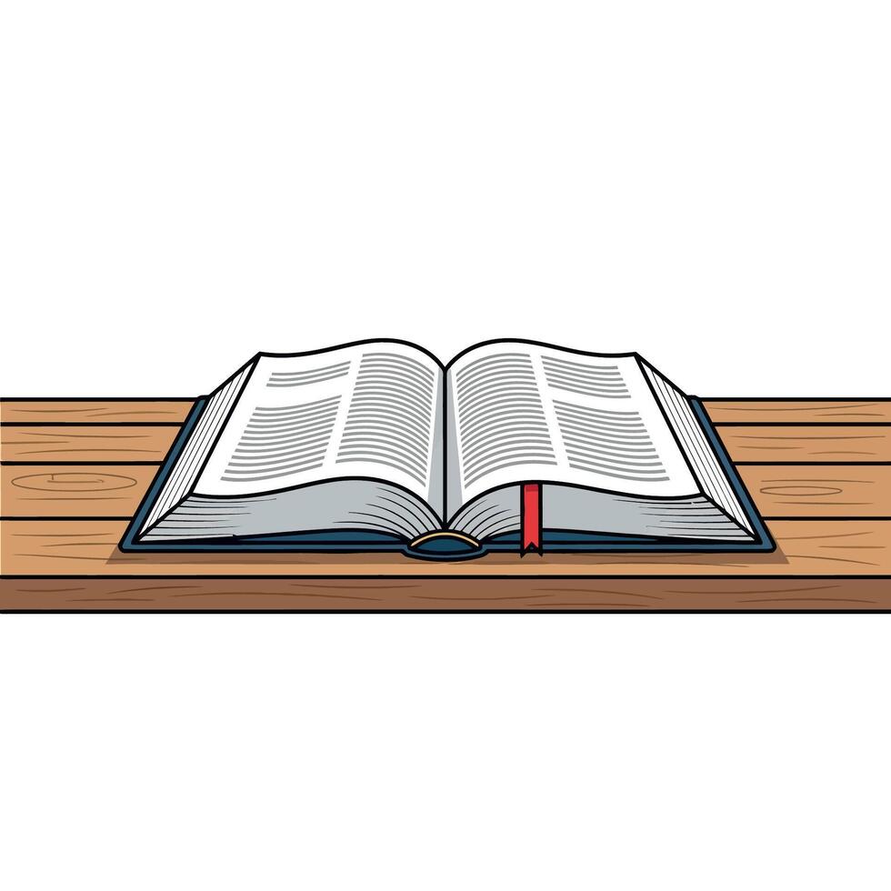 Flat Icon of an Open Book on a Table vector