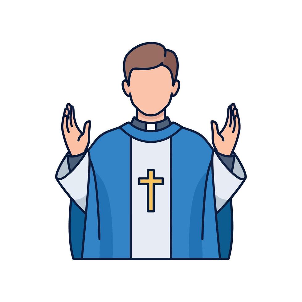 Priest blessing with hands in flat style vector