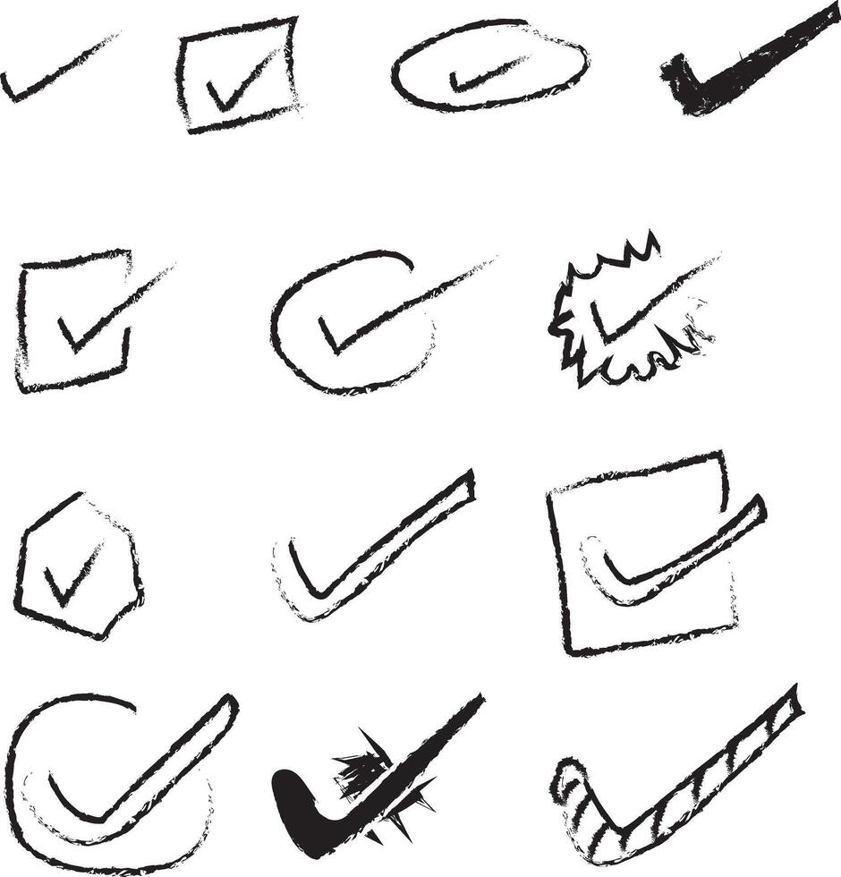 Collection of various check mark designs isolated on transparent background, perfect for indicating task completion vector