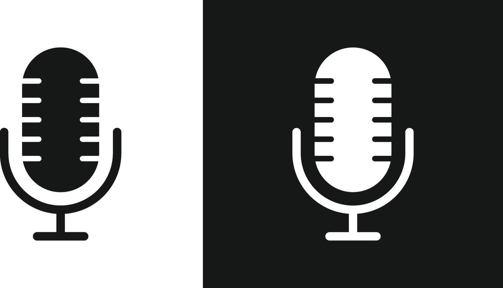 Microphone Icon Set. Voice Recording and Audio Input Symbols for Recording Studio, Podcast Production and Audio Broadcast Interface vector