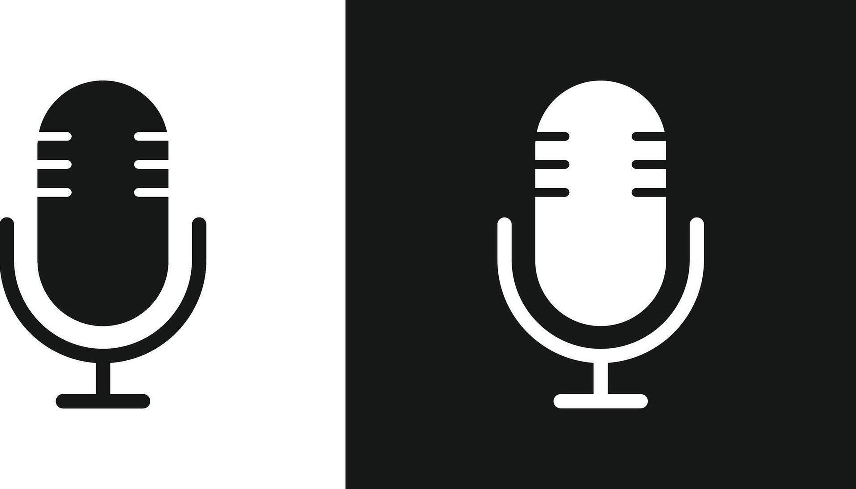 Microphone Icon Set. Voice Recording and Audio Input Symbols for Podcast Voice Capture, Audio Control Panel and Studio Broadcast Interface vector