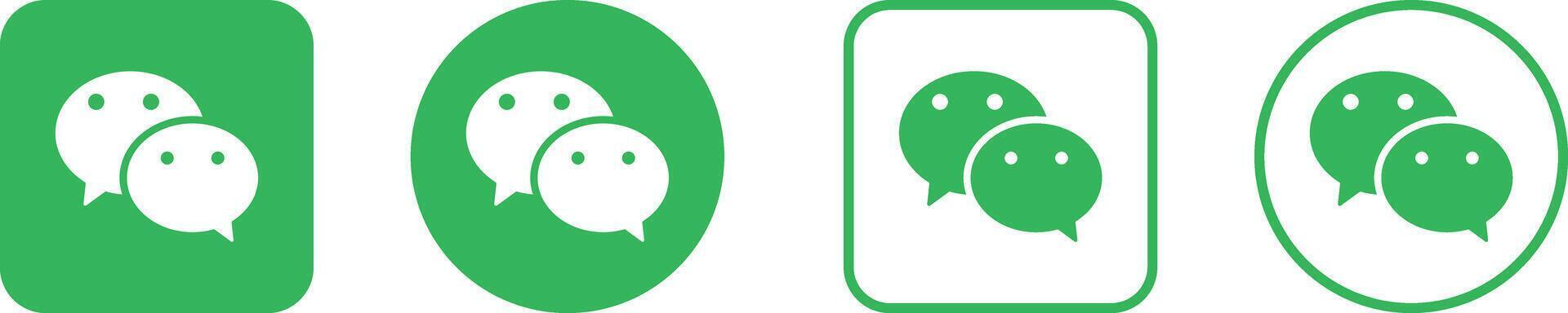 WeChat Logo Icon Set. Messaging App and Social Network Symbols. Instant Messaging and Social Media Collection with Social Contacts, Sharing Tools and Messaging vector