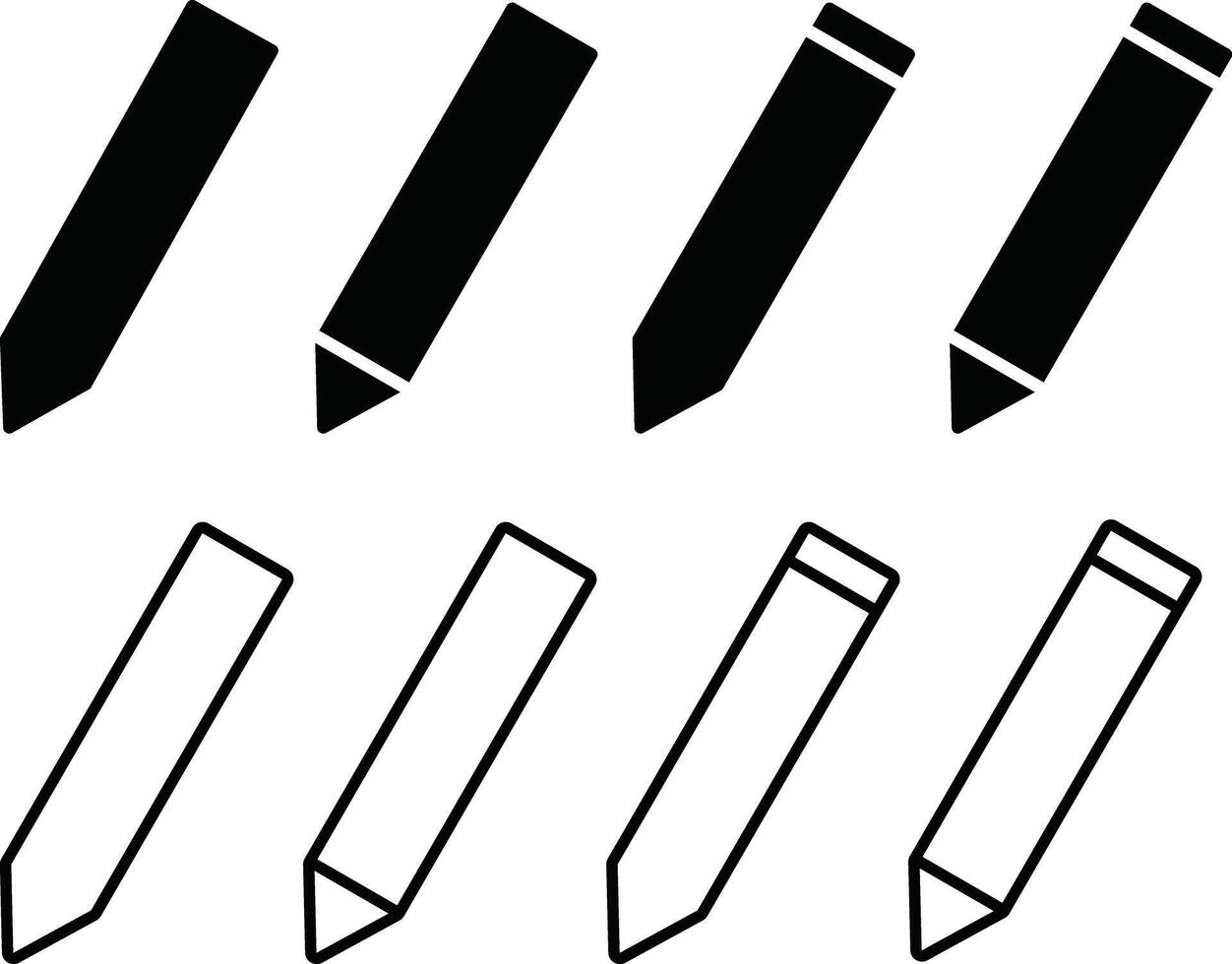 Pencil Icon Set. Edit, Write, and Drawing Symbols. Text Editor, Creative Tool and Sketching Pen Icons for Creative Apps, Writing Panels and Drawing Interfaces vector