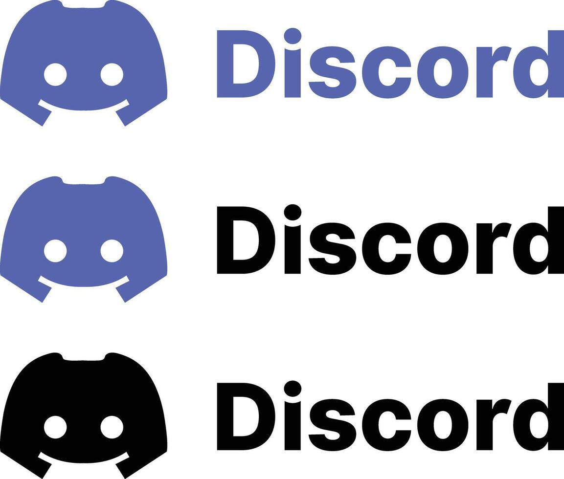 Discord Logo Icon Set. Voice Chat and Online Community Symbols. Gamers Community Network, Real-Time Messaging and Server Control Icons Sets vector