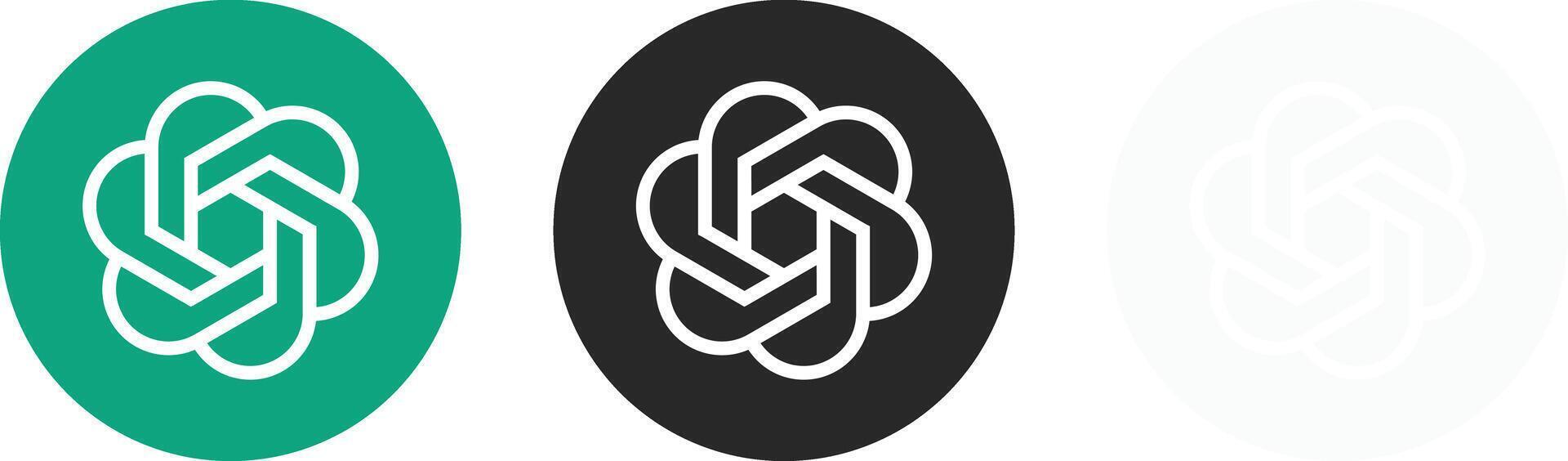 ChatGPT Logo Icon Set. Conversational AI and Chatbot Symbols for Smart Dialogue System, AI Response Tool and OpenAI Chat Sign vector