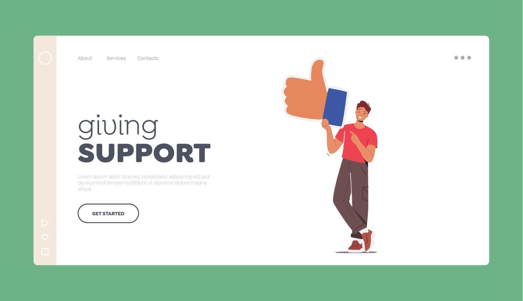 Follower Gives Like In Networks Landing Page Template. Social Media Interaction, Communication On Mobile App vector