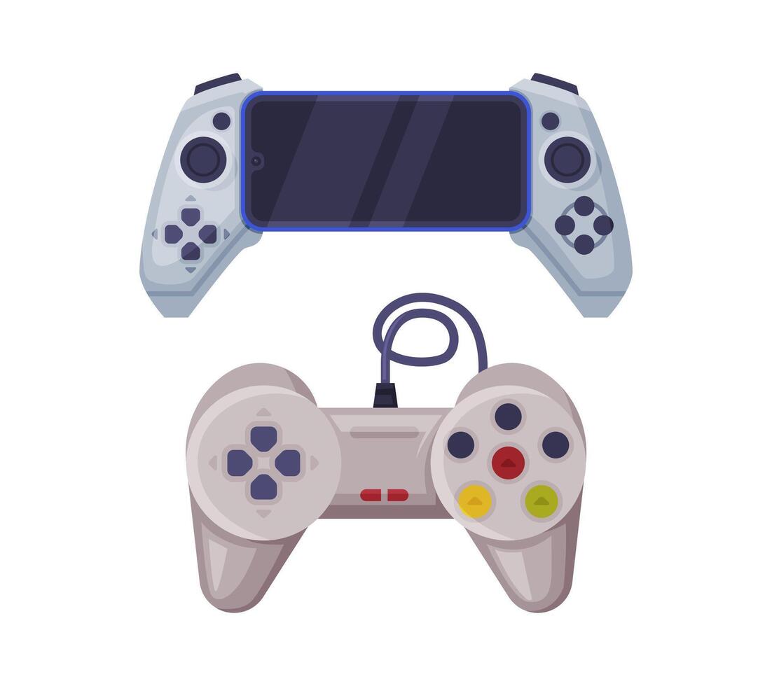 Gamepad as Game Controller and Input Device for Game Console Set vector