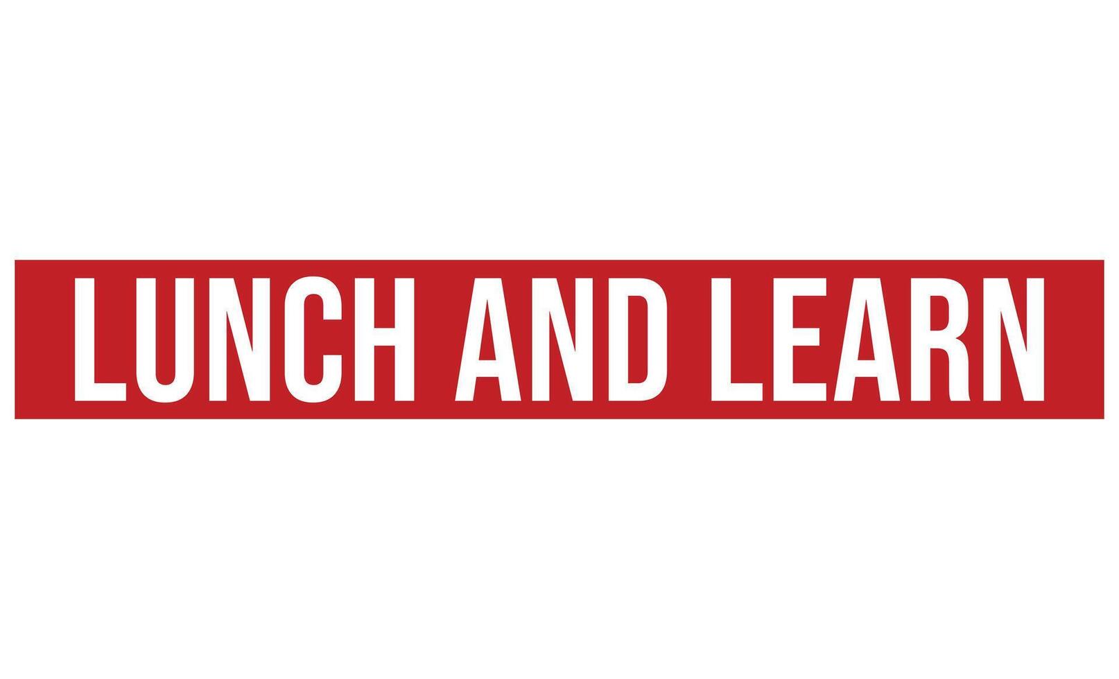 Red banner with bold, white Lunch and Learn text displayed against a plain white background vector