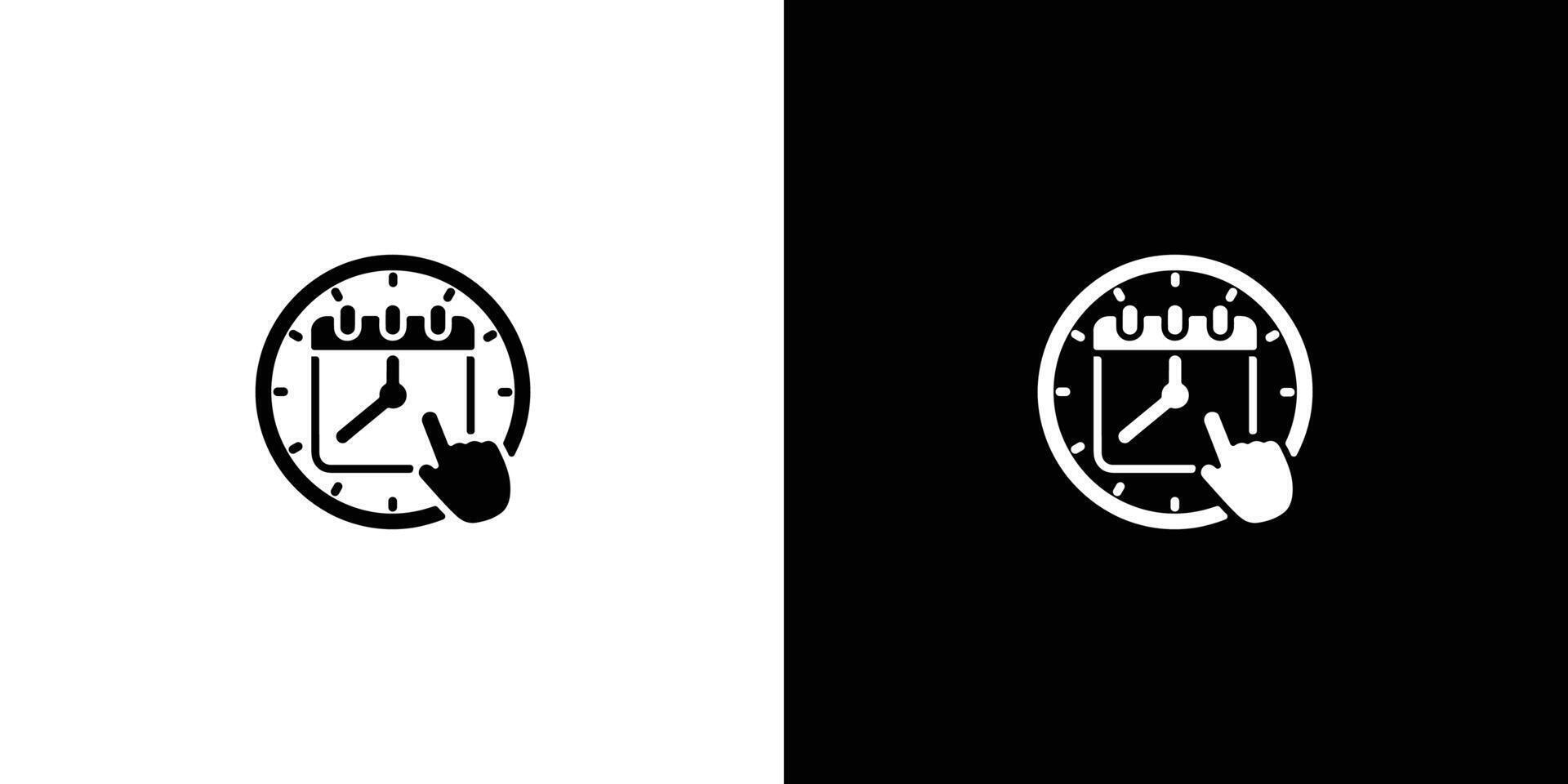 Black and White Calendar Clock with Pointing Hand on Split Background Illustration vector