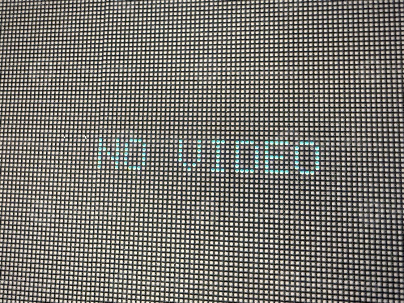 No signal message on digital screen display with pixel grid macro texture photo