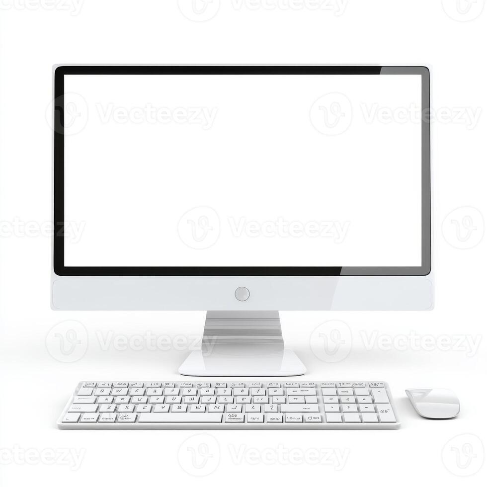 Desktop computer monitor blank screen mockup photo