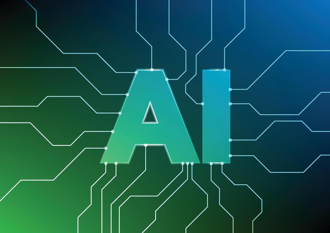 Futuristic Concept of Artificial Intelligence with Circuit Design vector