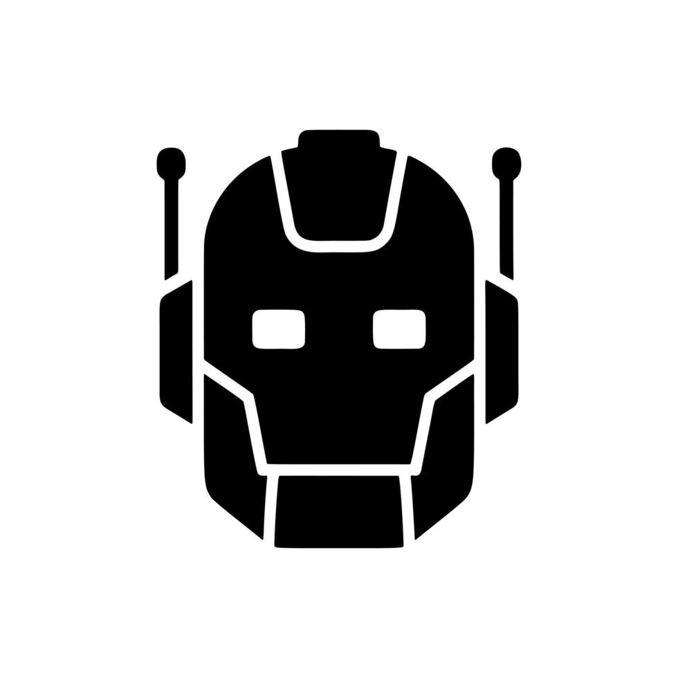 Sleek robotic head icon representing advanced artificial intelligence and future technology, symbolizing innovation and digital precision in modern systems vector