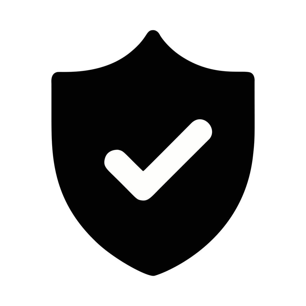 Black Shield Icon with White Check Mark Symbolizing Security and Success vector