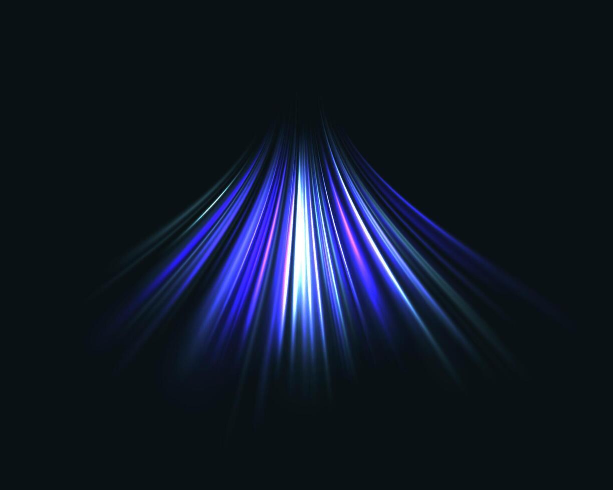 Glowing blue lines, realistic energy speed. Abstract light effect on a dark background. vector