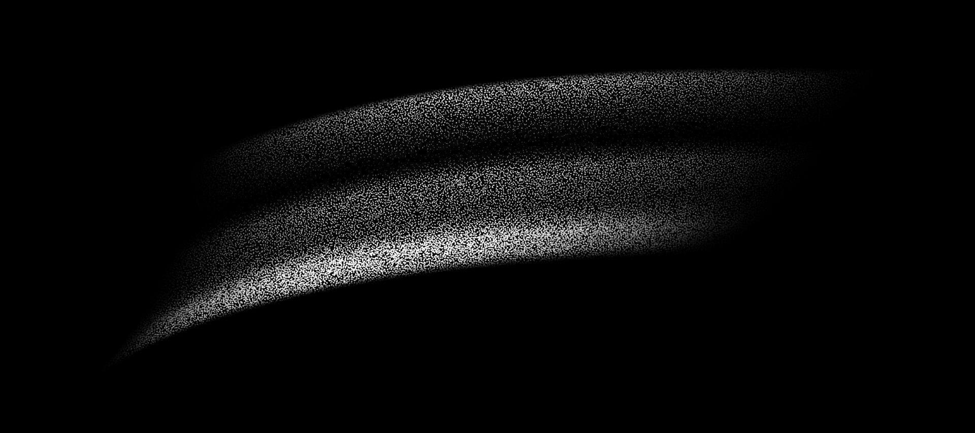 Grain textured wavy shape. Gradient abstract white noise element. Fluid stipple, halftone splatter vector