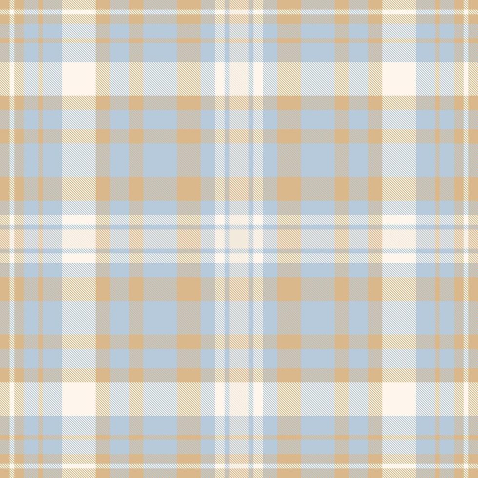 Classic plaid pattern in gentle blues, tans, and creams. Seamless textile design, perfect for backgrounds, apparel, and crafting projects. Versatile texture. vector