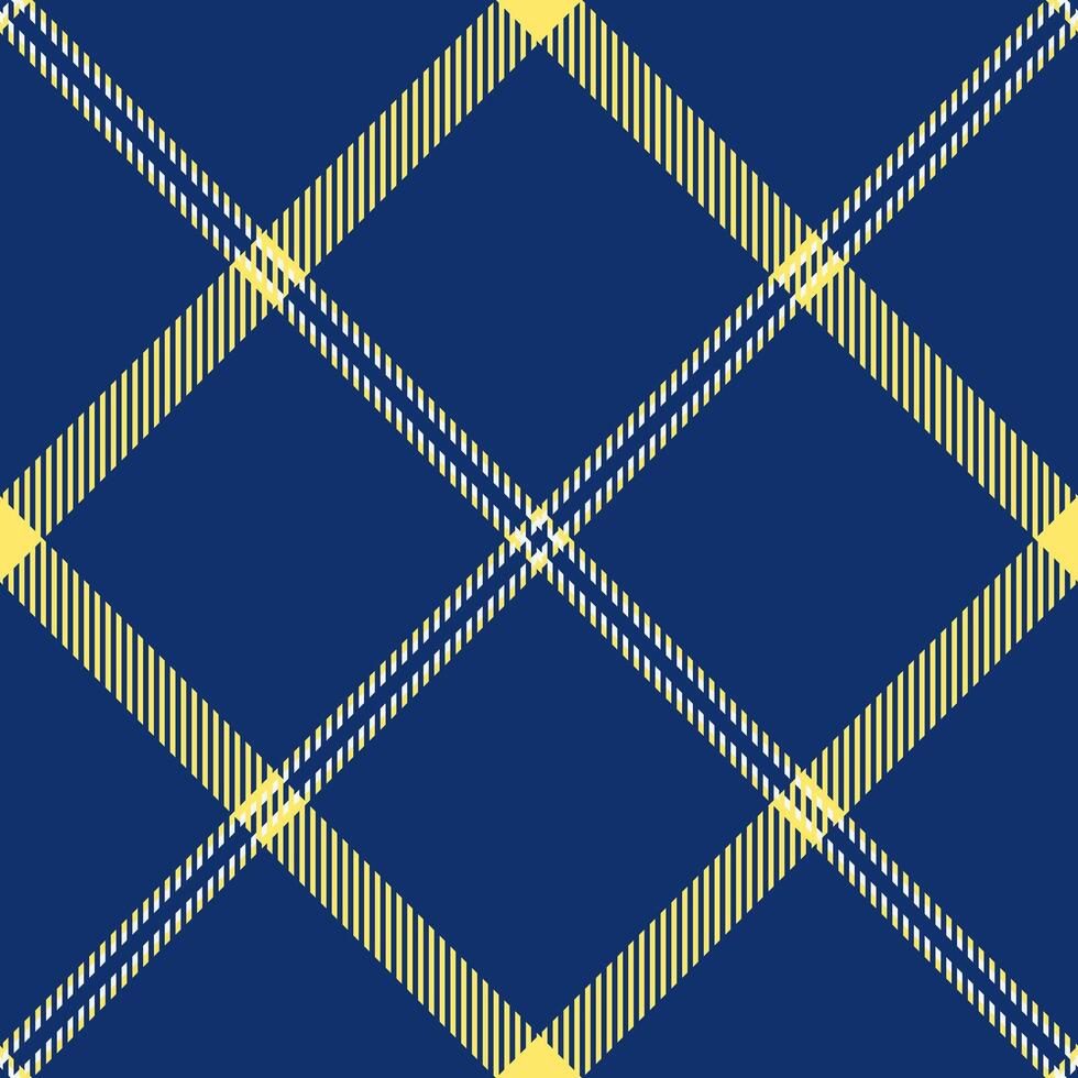 Classic tartan pattern in navy and gold. Seamless diagonal check design. Great for backgrounds, textiles, or adding a touch of traditional elegance. Versatile vector
