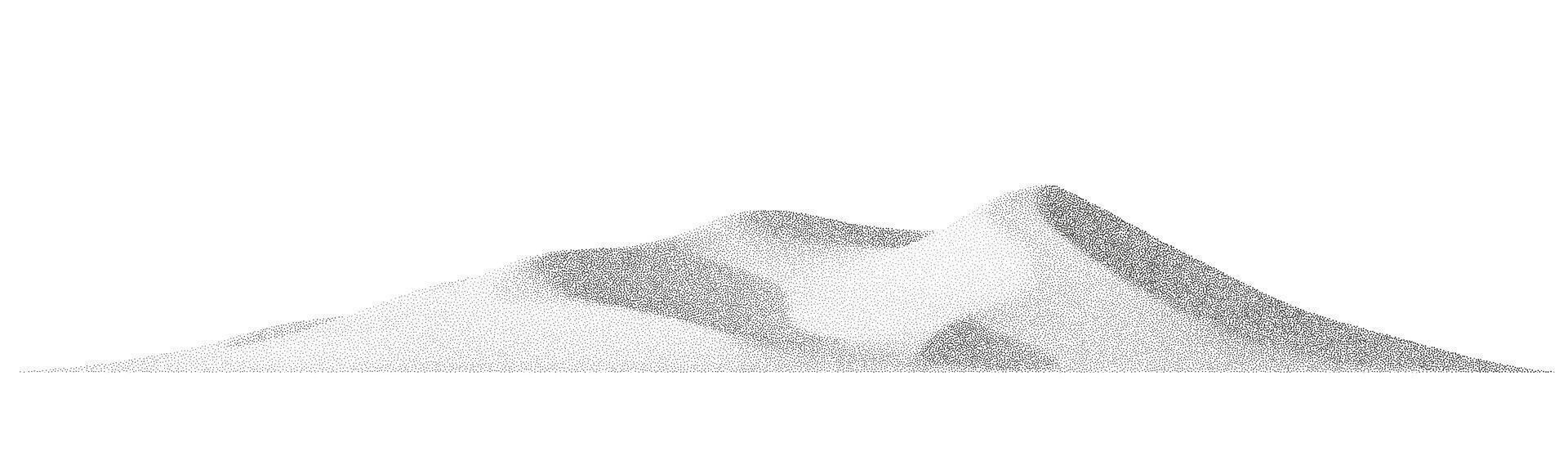 Abstract mountain illustration in stipple shading. Grain, dots and halftone gradients form a retro textured landscape vector