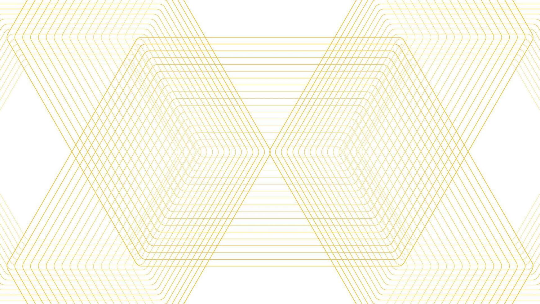 Abstract golden geometric stripe line art background. Futuristic digital concept with hexagons. Suitable for banner, poster and brochure vector