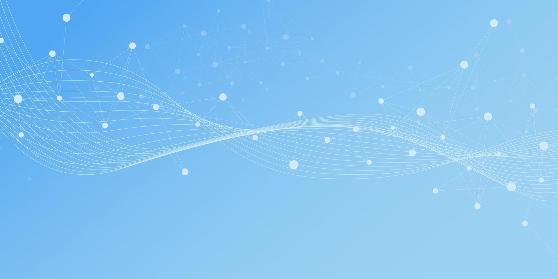 Global network connection banner background with plexus or connecting dots and lines. Social communication and big data visualization. Design for medical, science and technology vector