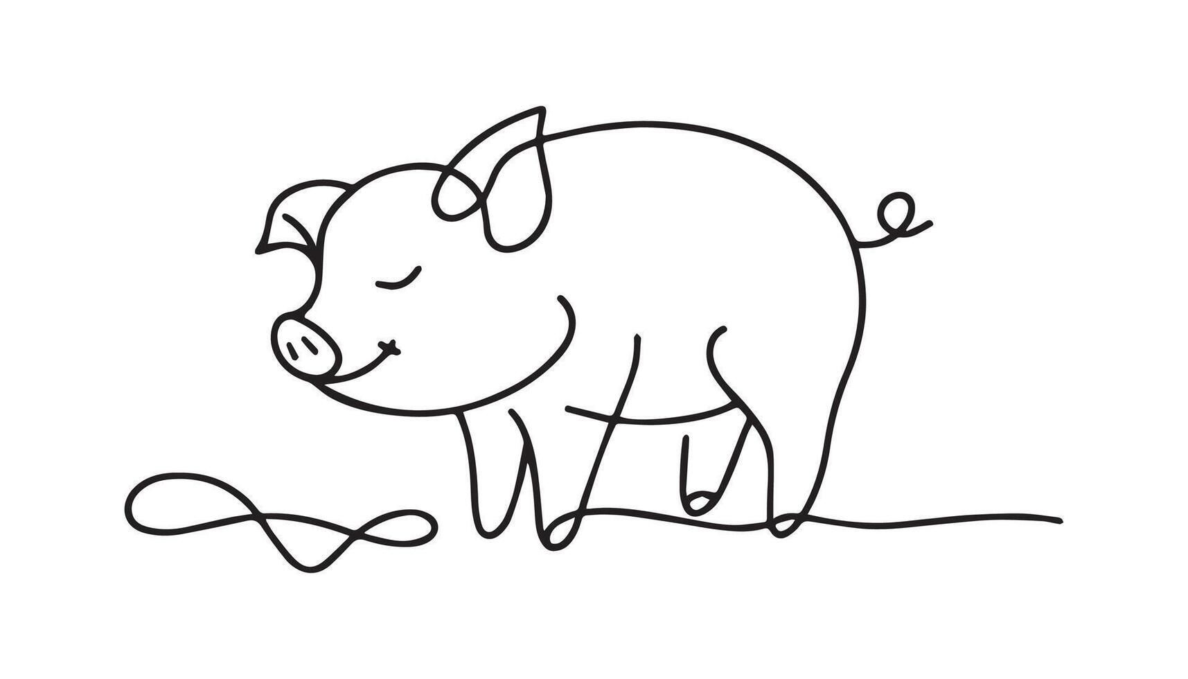 a pig is standing on a line with a string vector