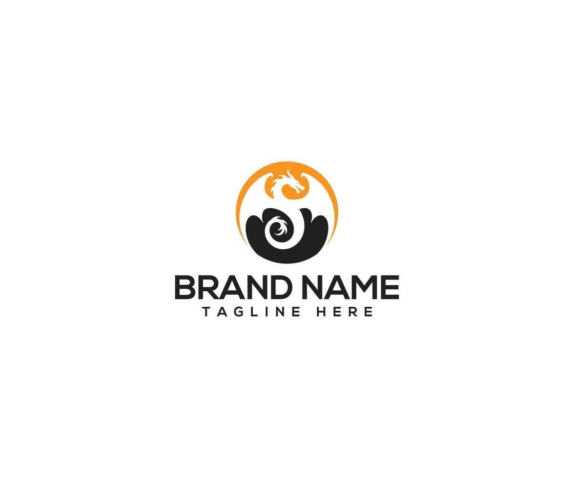 Mythical Dragon Logo Design A creative and symbolic logo featuring a mythical dragon within a circular frame, perfect for branding, business, and creative projects. vector