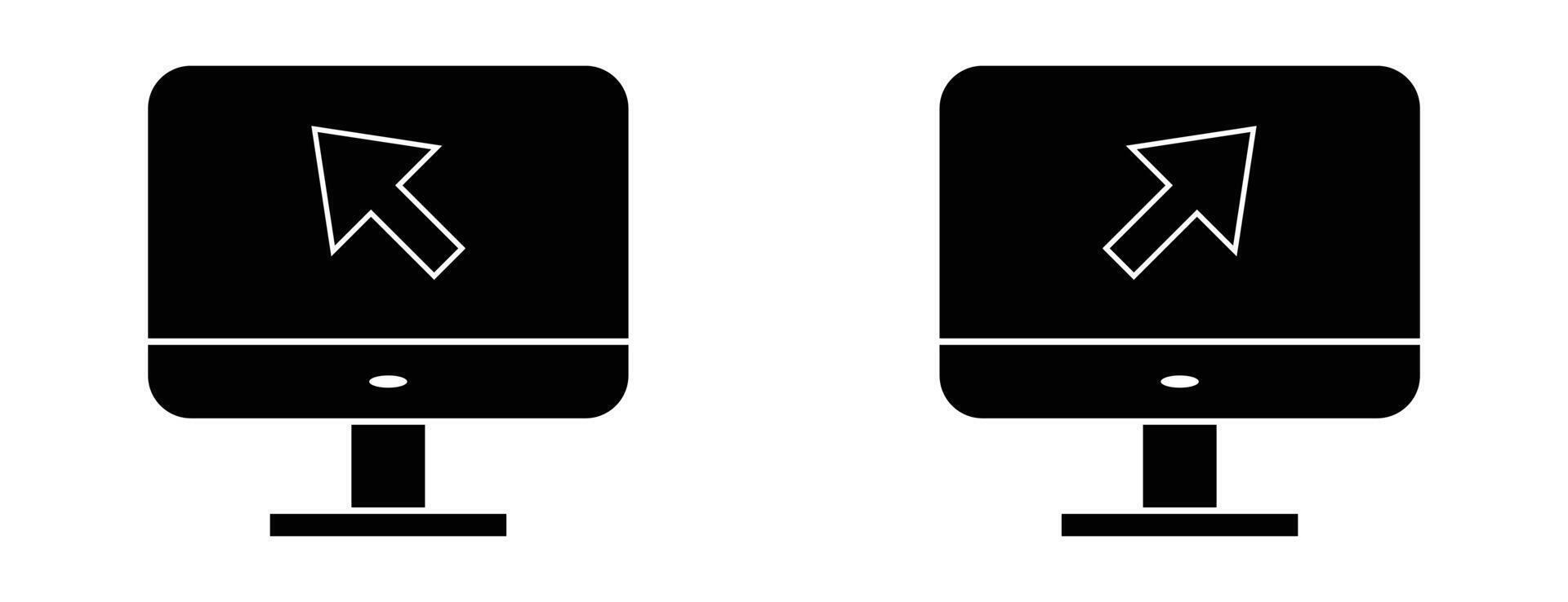 computadora monitor monitor íconos colocar, cursor flecha hacer clic símbolo, digital interfaz tecnología dispositivo gráfico, sencillo web usuario vector
