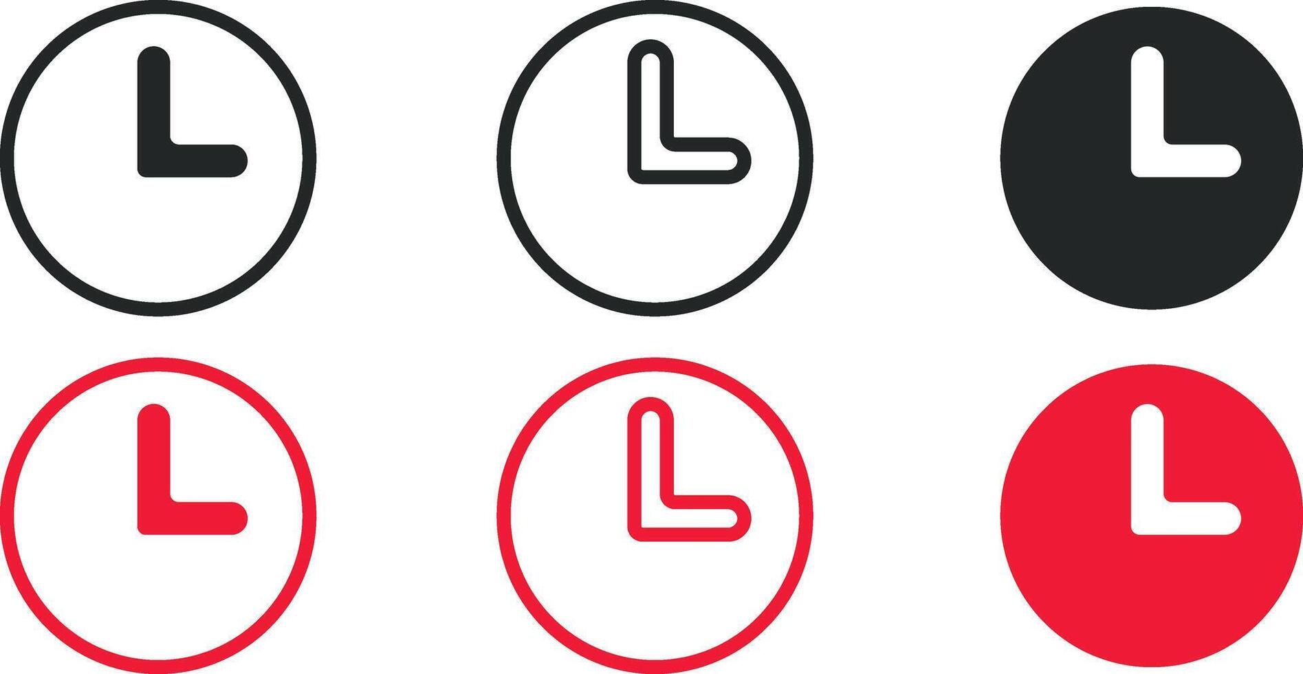 Simple Clock Icons Set, Time Symbol Schedule Sign, Hour Measurement Graphic, Alarm Timer Element, Business Management Tool, Appointment Reminder, Punctual Symbol Illustration vector