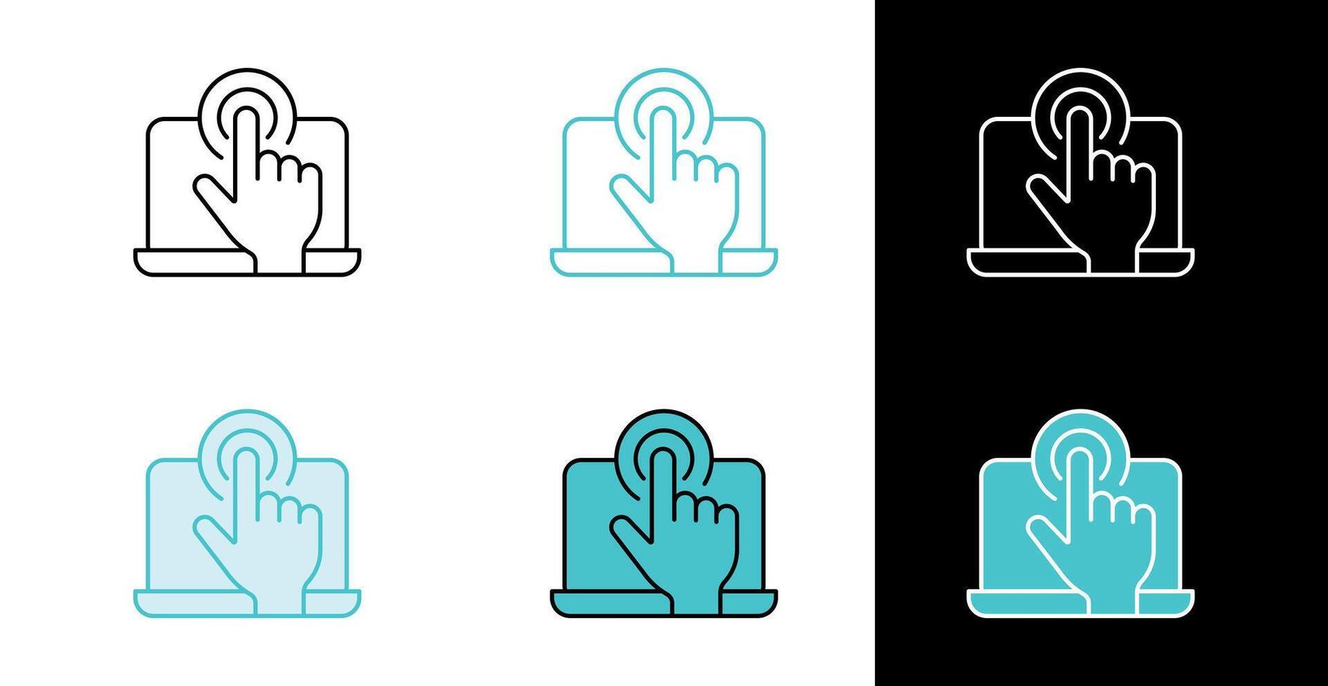 Digital finger press icon for touchscreen control and modern interface in line and fill style vector