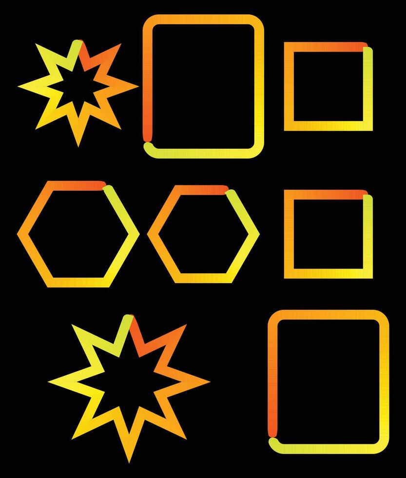 Abstract neon gradient geometric shapes borders and frames collection. vector