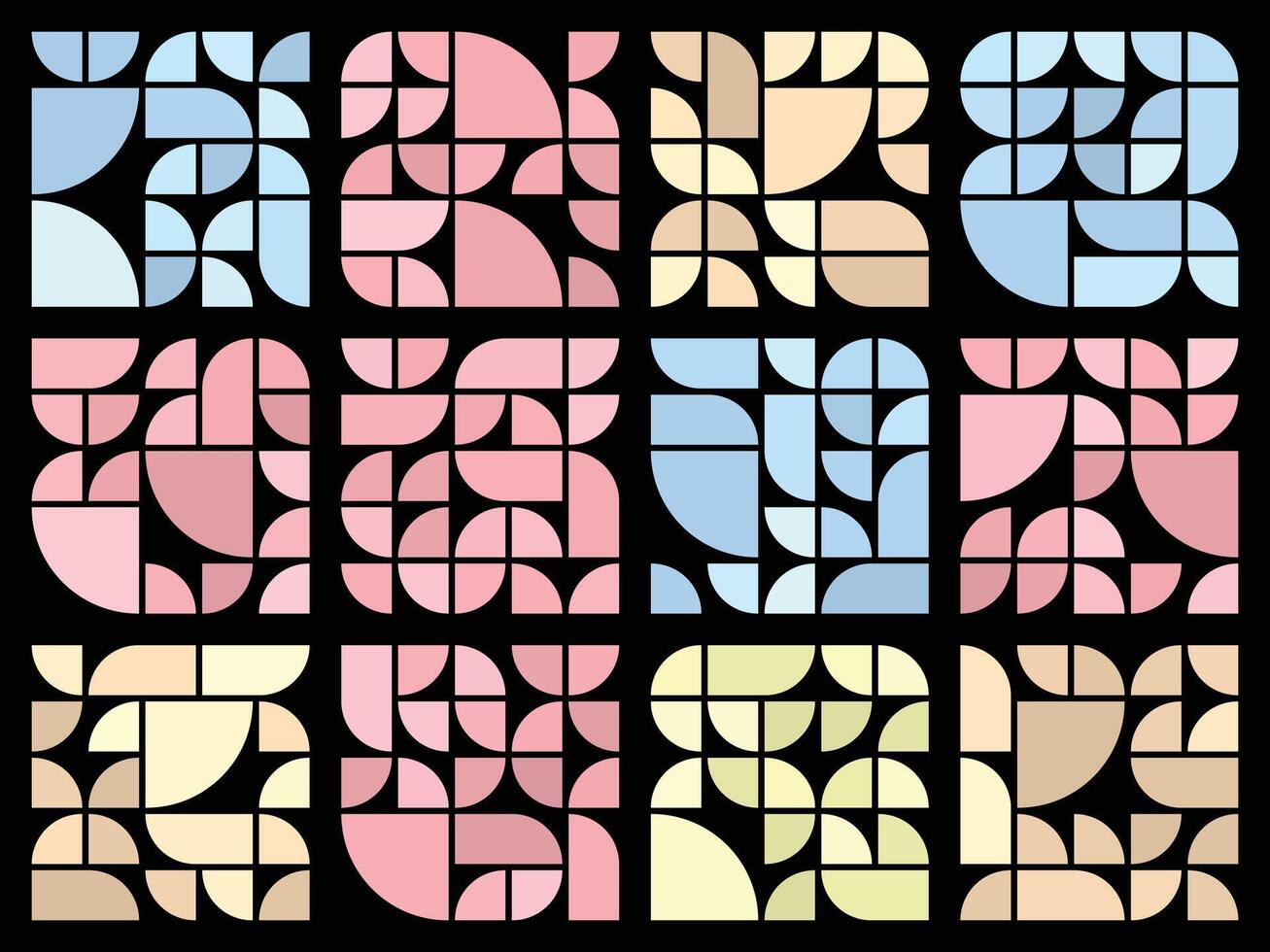 Clean quarter circle pie bento grid templates ideal for modern digital interfaces vector