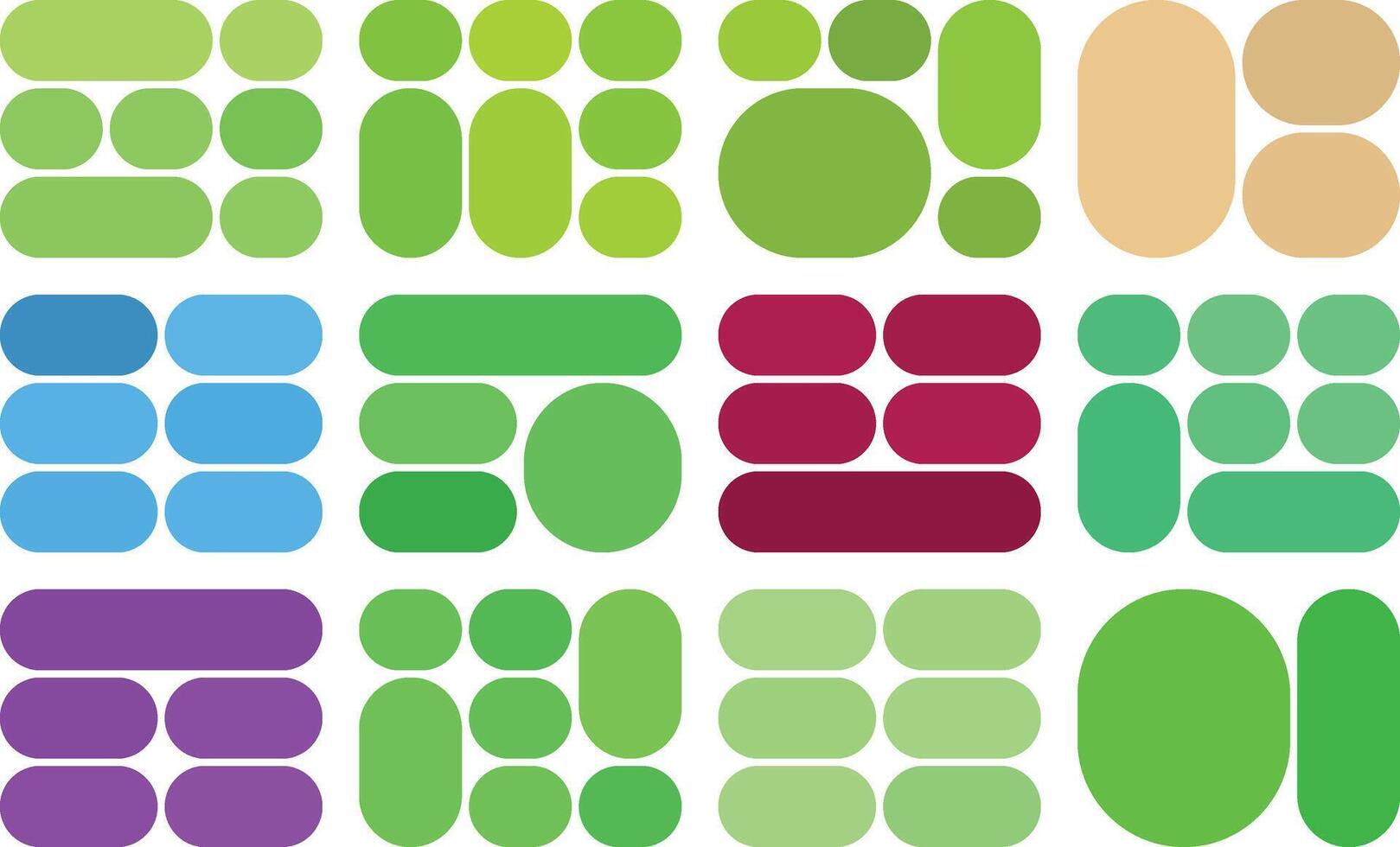 Contemporary pill bento grid template collection ideal for UI and branding design vector