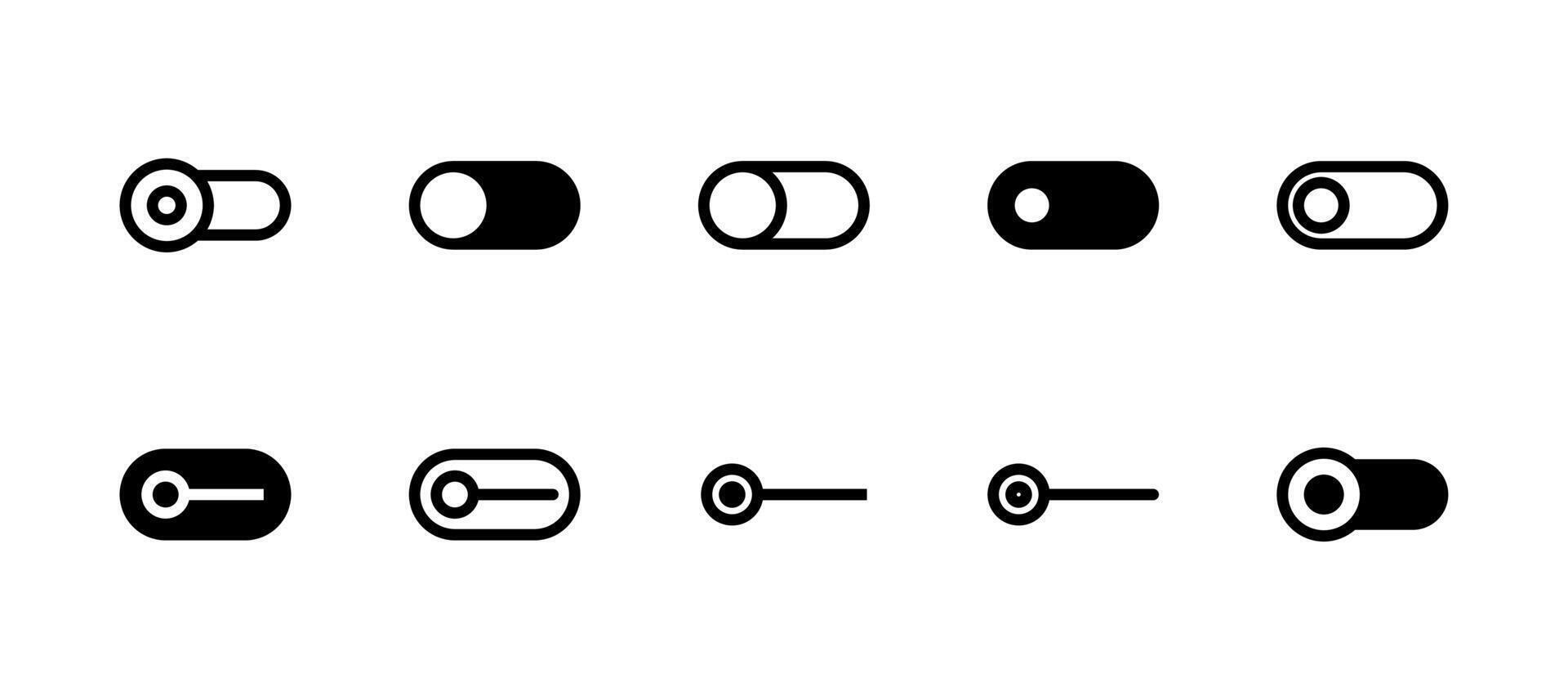 Toggle Off Icon Set Line and Solid style for Inactive State vector