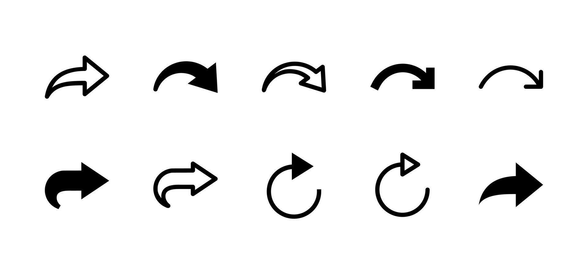 Redo Icon Set Line and Solid style for Action Repetition vector