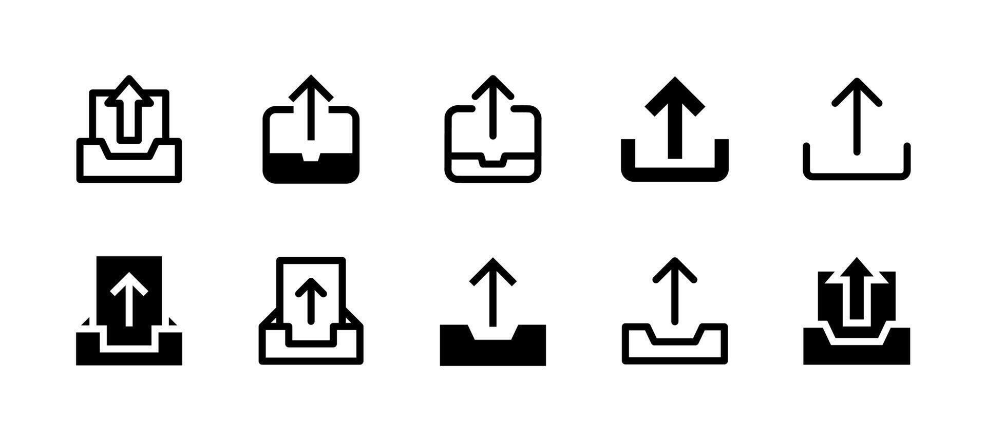 Outbox Icon Set Line and Solid style for Mail Transmission vector