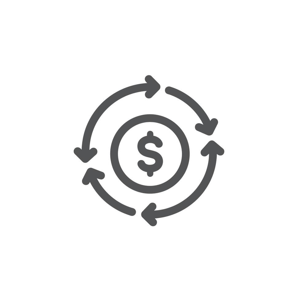 Procurement management and cost optimization icon with a dollar sign in a supply chain graphic vector