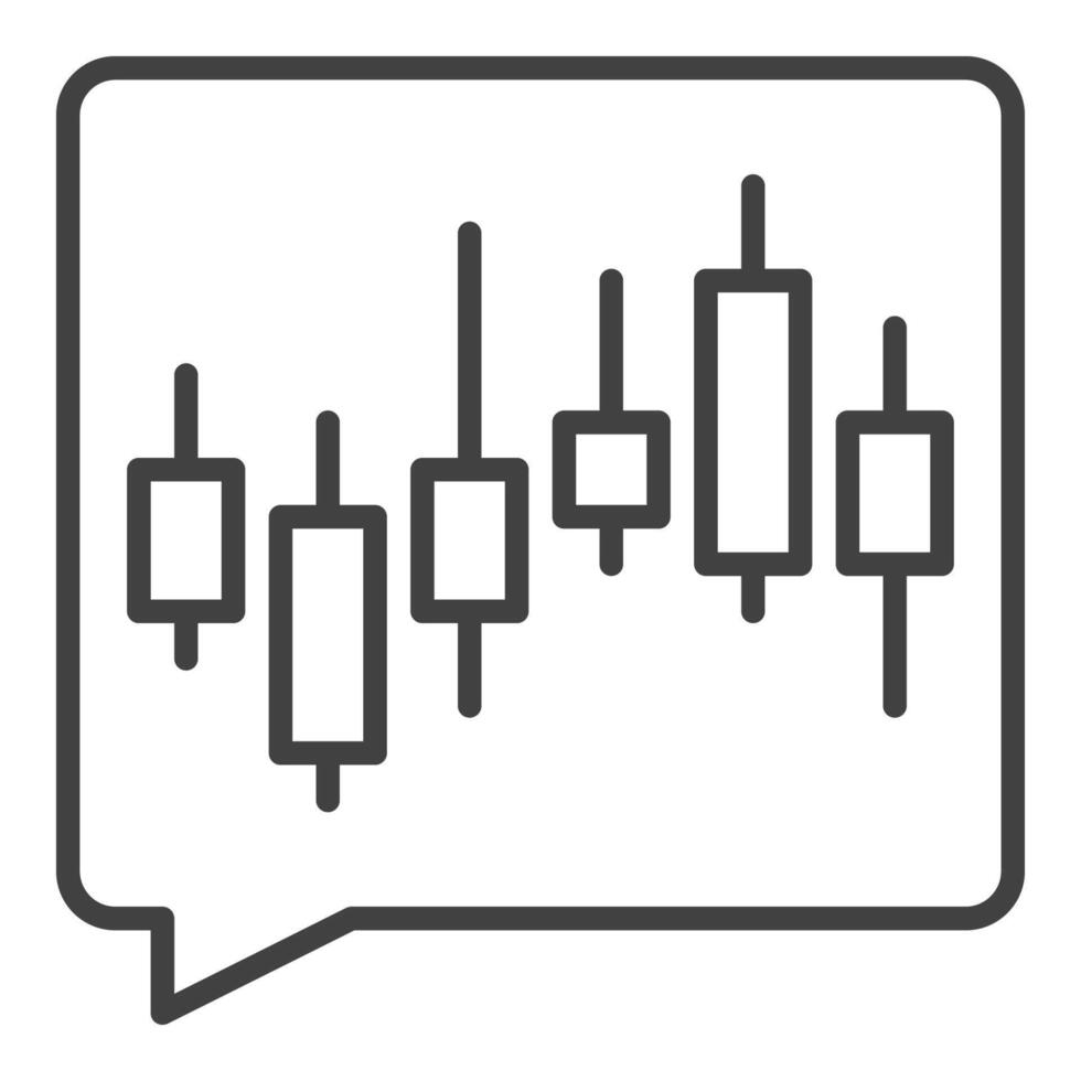 Trading Analysis Candlestick Chart in Speech Bubble icon or sign in outline style vector