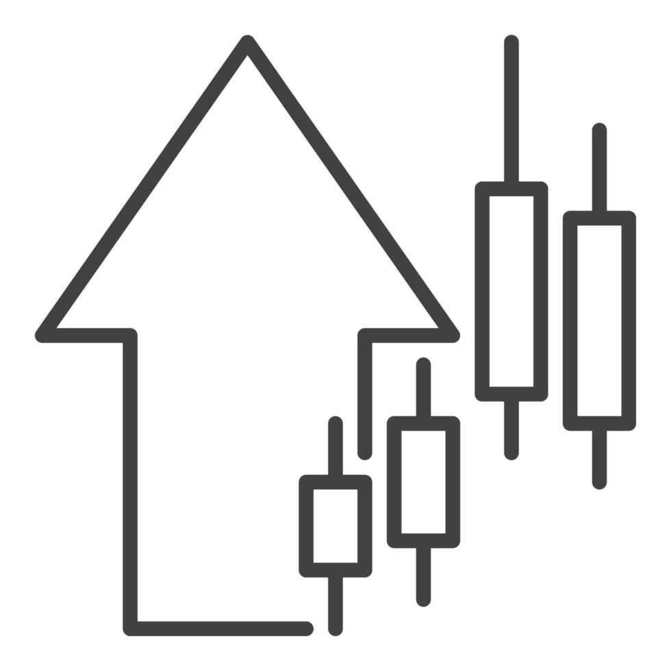 flecha con vela grafico candelero gráfico Delgado línea icono o diseño elemento vector