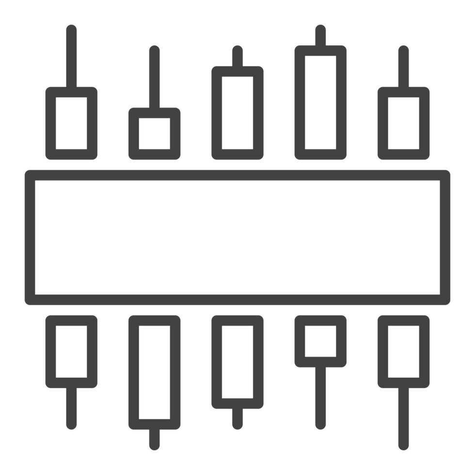 Candle Graph Candlestick Chart with square inside thin line icon or design element vector