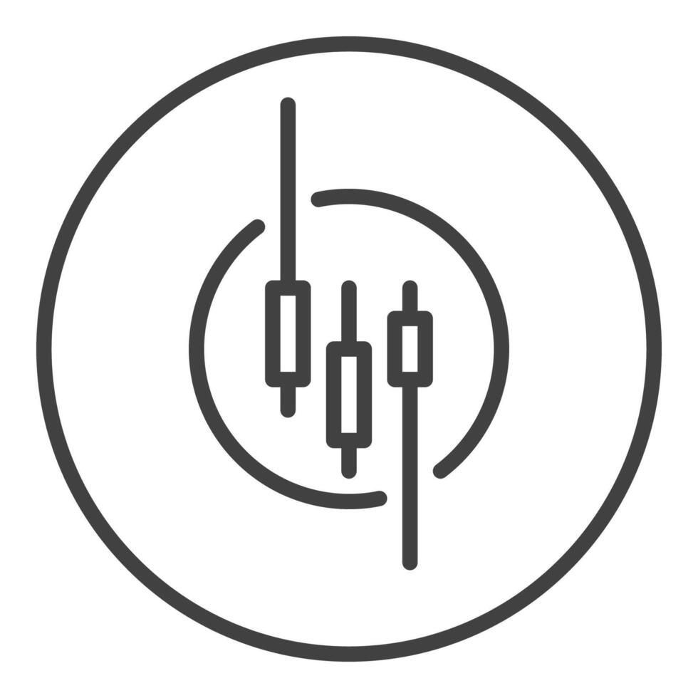Trading Chart in Circle Investment icon or symbol in thin line style vector