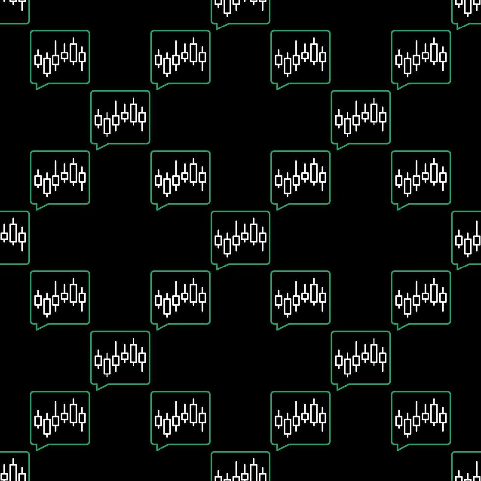 Trading Analysis Candlestick Chart in Speech Bubble seamless pattern in outline style vector