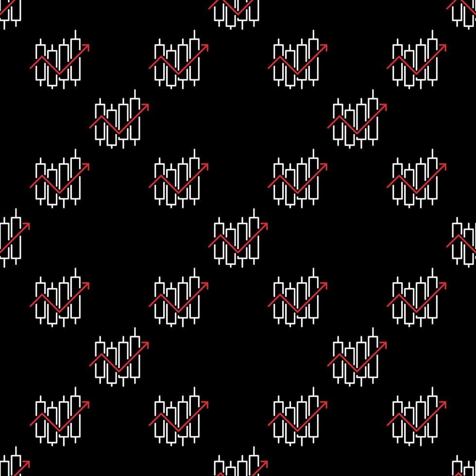 Candlestick Chart with Uprising Arrow Market Data outline seamless pattern vector