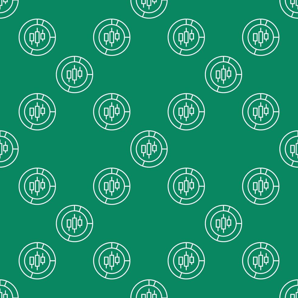 Candlestick Chart Piechart Market Data outline seamless pattern vector