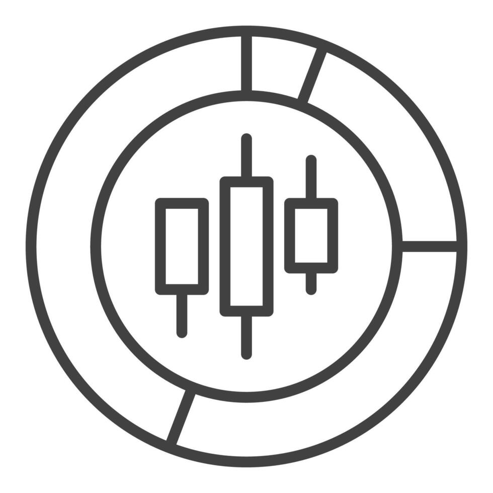 Candlestick Chart Piechart Market Data outline icon or design element vector