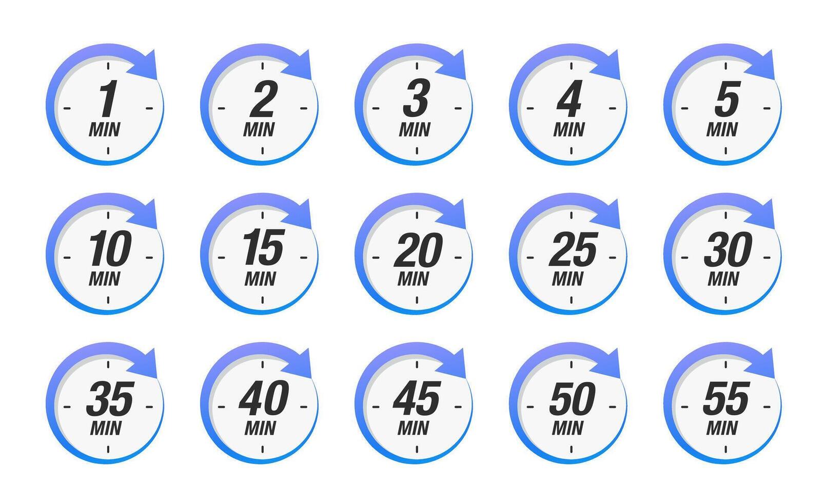 Set timer icon isolated on white background. Minutes time icon sign concept. Cooking time concept. vector