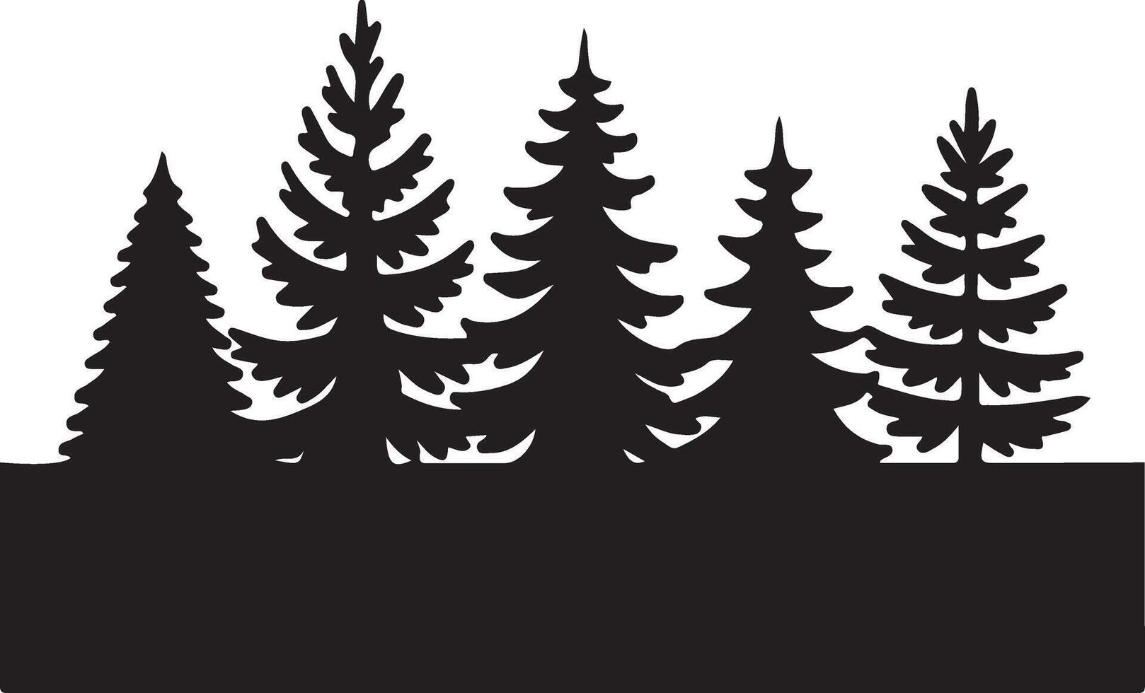 Silhouette of evergreen trees row vector