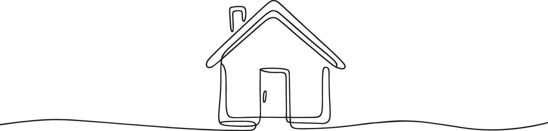 un línea dibujo de un casa con un línea yendo mediante eso vector